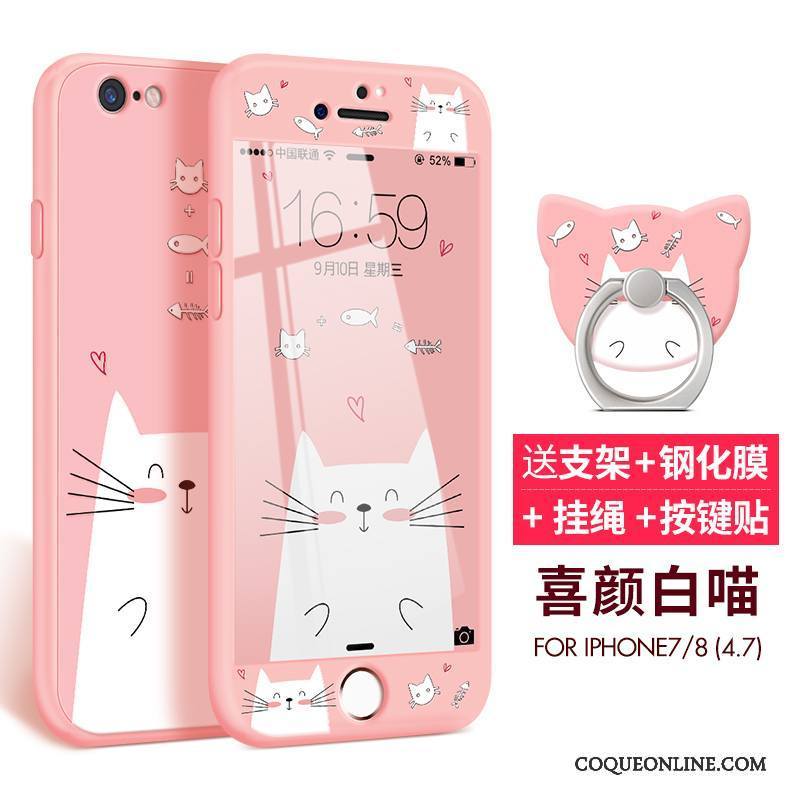 iPhone 8 Plus Coque Incassable Étui Tout Compris Dessin Animé Fluide Doux Très Mince Délavé En Daim