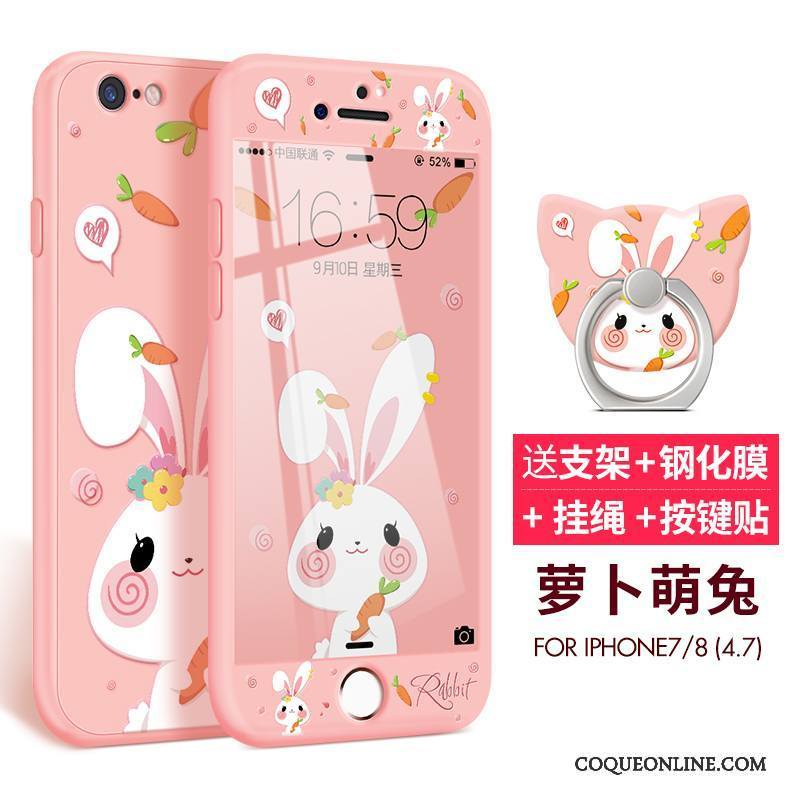 iPhone 8 Plus Coque Incassable Étui Tout Compris Dessin Animé Fluide Doux Très Mince Délavé En Daim