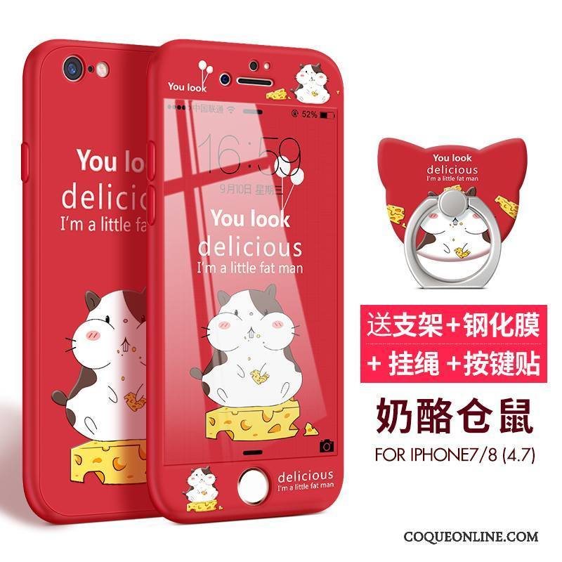 iPhone 8 Plus Coque Incassable Étui Tout Compris Dessin Animé Fluide Doux Très Mince Délavé En Daim