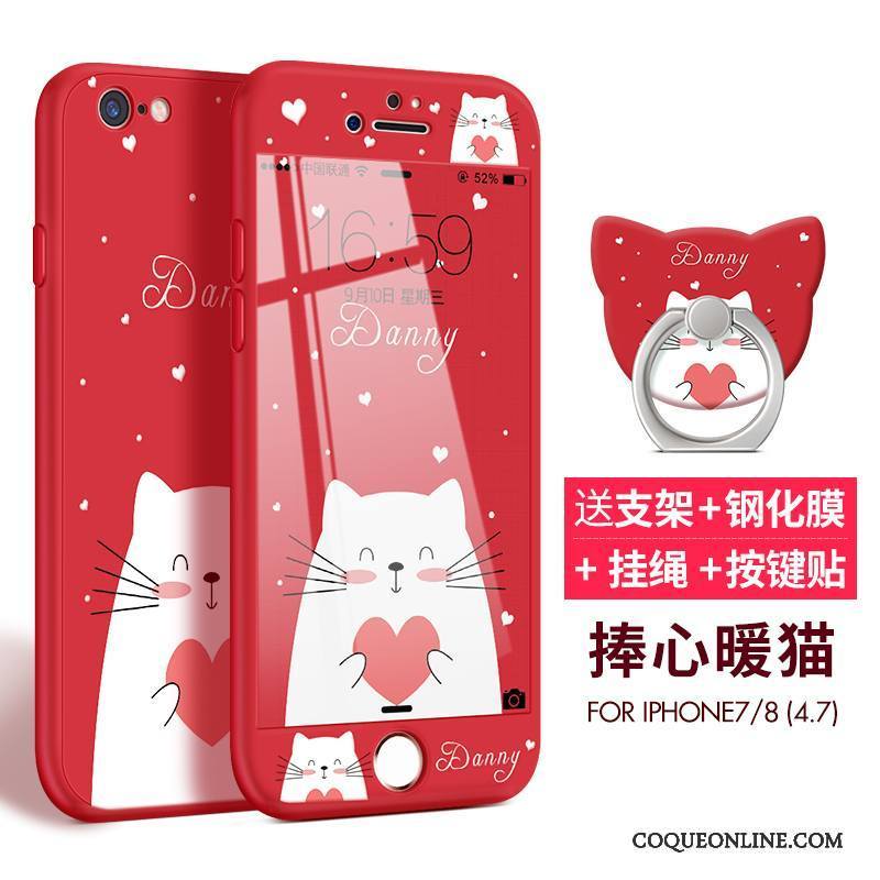 iPhone 8 Plus Coque Incassable Étui Tout Compris Dessin Animé Fluide Doux Très Mince Délavé En Daim