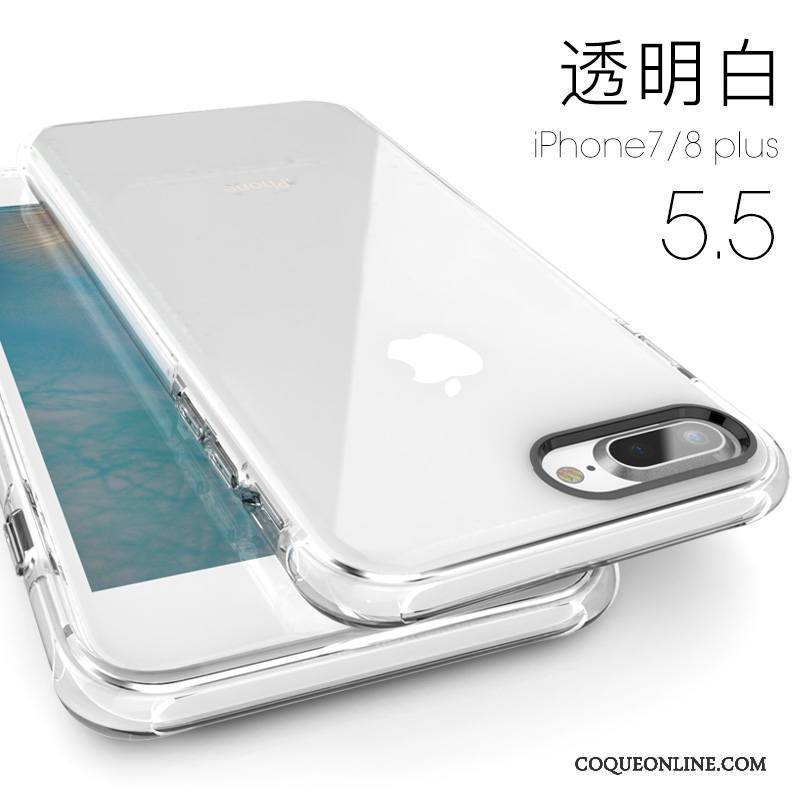 iPhone 8 Plus Coque Nouveau Transparent Rose Tout Compris Incassable Étui Fluide Doux
