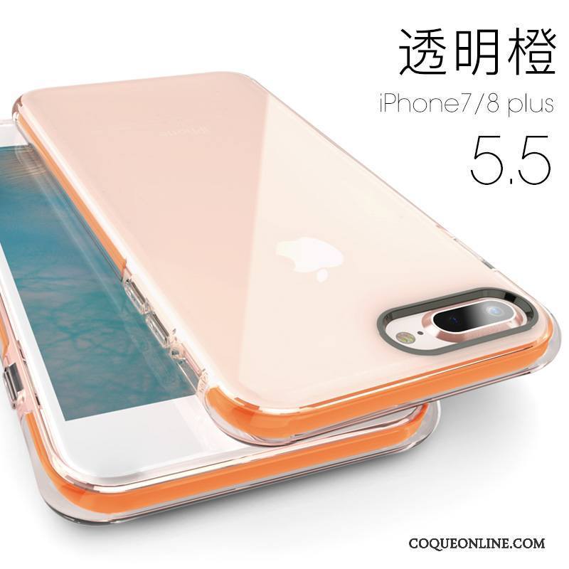 iPhone 8 Plus Coque Nouveau Transparent Rose Tout Compris Incassable Étui Fluide Doux