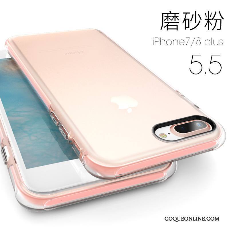 iPhone 8 Plus Coque Nouveau Transparent Rose Tout Compris Incassable Étui Fluide Doux