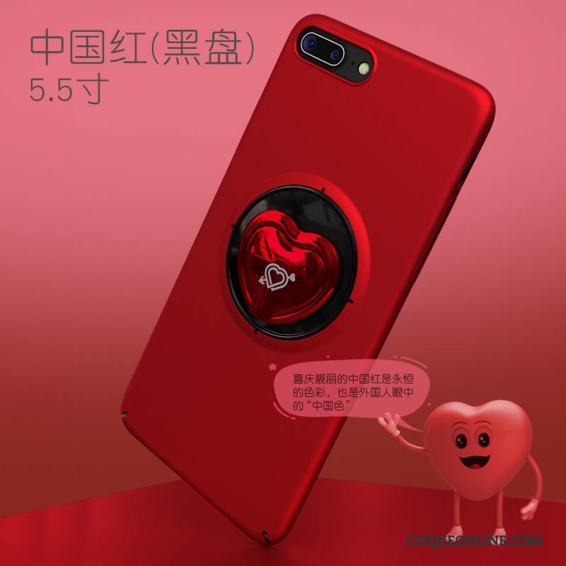 iPhone 8 Plus Coque Or Rose Étui Tendance Anneau Pu Incassable Support