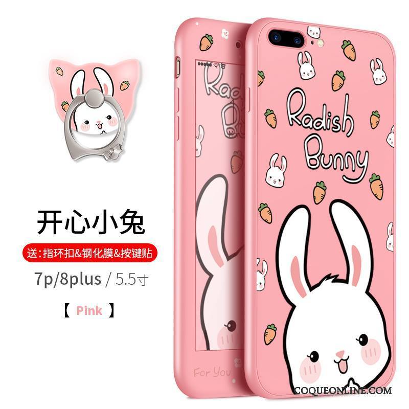 iPhone 8 Plus Coque Tout Compris Silicone Délavé En Daim Dessin Animé Étui Rouge Incassable