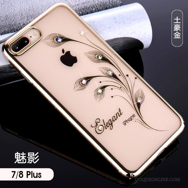 iPhone 8 Plus Coque Transparent Étui Nouveau Tout Compris Or Rose Marque De Tendance Luxe