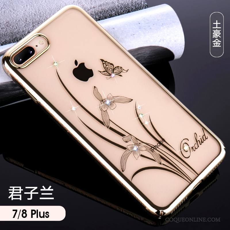 iPhone 8 Plus Coque Transparent Étui Nouveau Tout Compris Or Rose Marque De Tendance Luxe