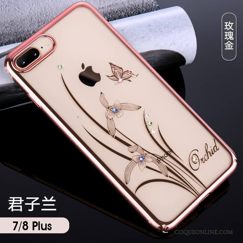 iPhone 8 Plus Coque Transparent Étui Nouveau Tout Compris Or Rose Marque De Tendance Luxe