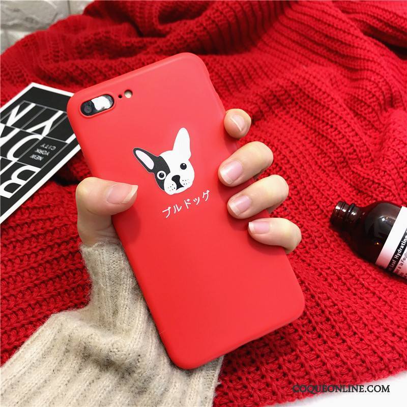 iPhone 8 Plus Créatif Amoureux Fluide Doux Coque De Téléphone Chiens Rouge Personnalité