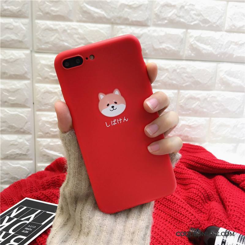 iPhone 8 Plus Créatif Amoureux Fluide Doux Coque De Téléphone Chiens Rouge Personnalité