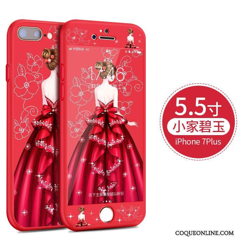 iPhone 8 Plus Dessin Animé Coque De Téléphone Fluide Doux Rouge Étui Tout Compris Incassable