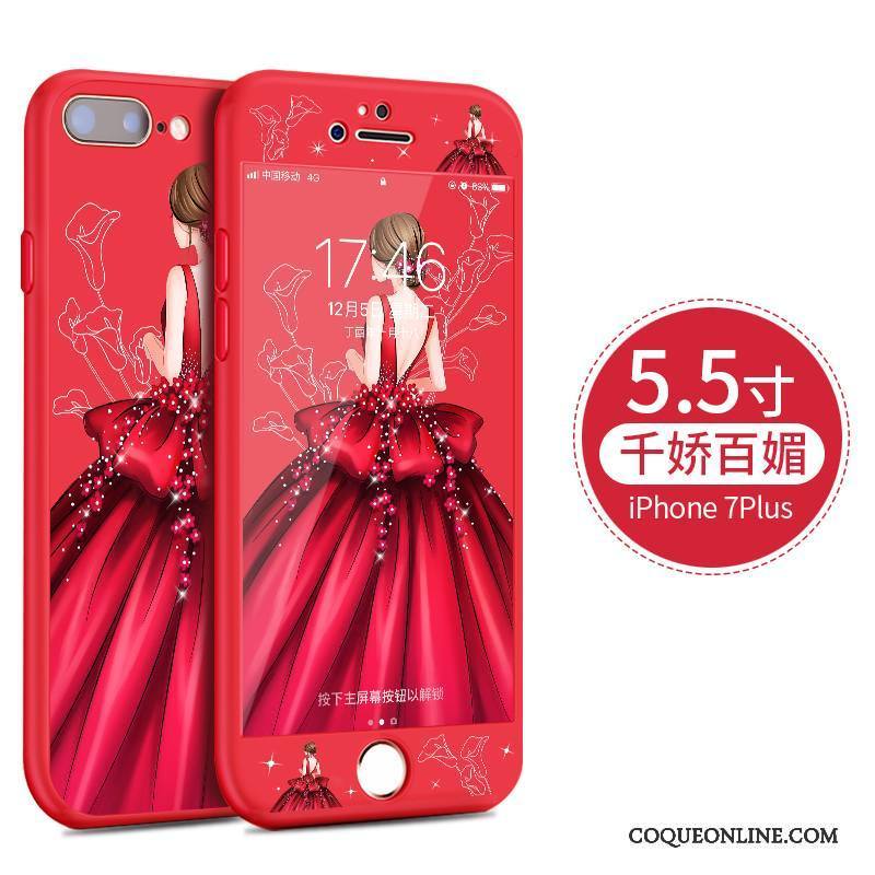 iPhone 8 Plus Dessin Animé Coque De Téléphone Fluide Doux Rouge Étui Tout Compris Incassable