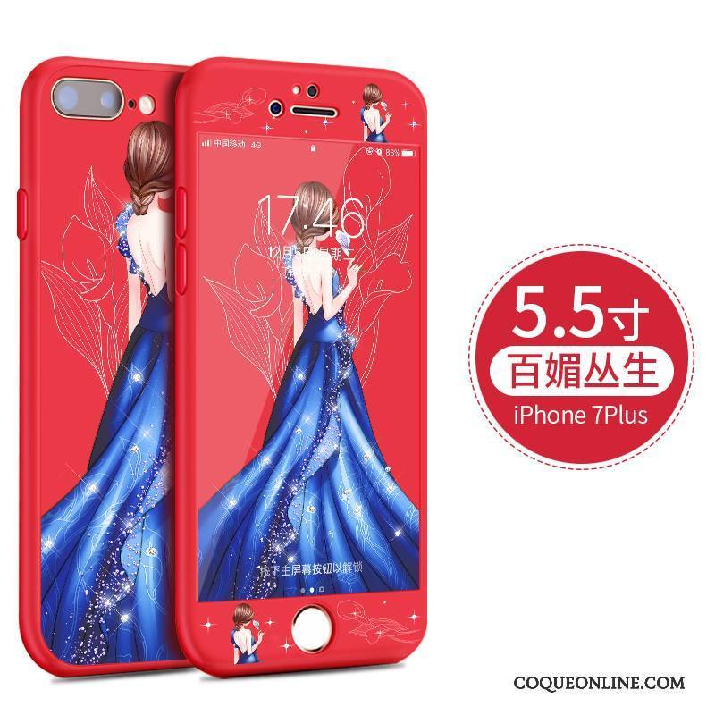 iPhone 8 Plus Dessin Animé Coque De Téléphone Fluide Doux Rouge Étui Tout Compris Incassable