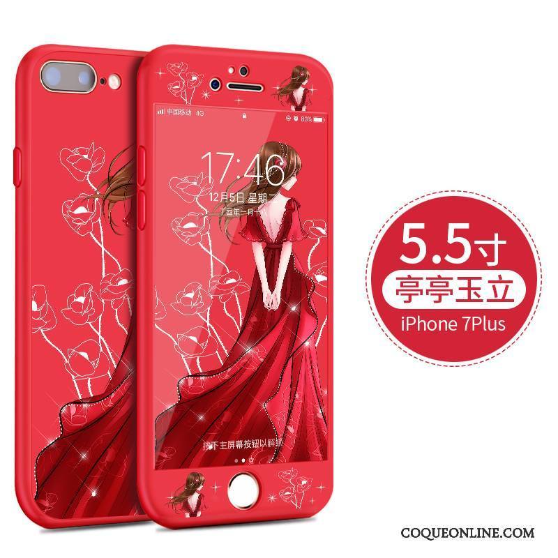 iPhone 8 Plus Dessin Animé Coque De Téléphone Fluide Doux Rouge Étui Tout Compris Incassable