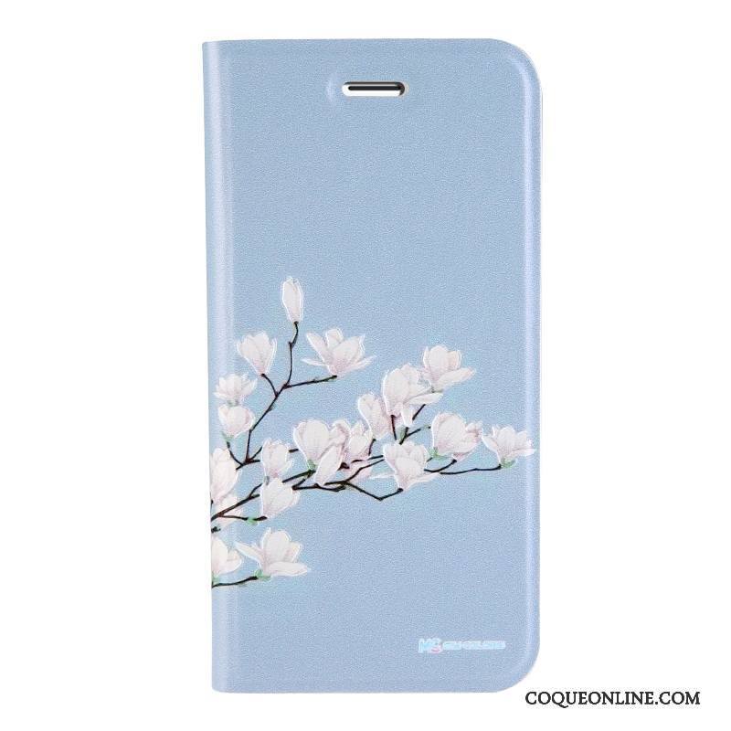 iPhone 8 Plus Gaufrage Coque De Téléphone Housse Bleu Étui En Cuir Dessin Animé Silicone