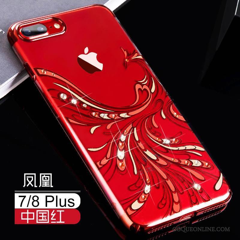 iPhone 8 Plus Incassable Luxe Marque De Tendance Coque De Téléphone Rouge Étui Tout Compris