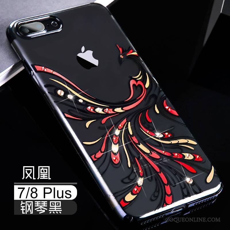 iPhone 8 Plus Incassable Luxe Marque De Tendance Coque De Téléphone Rouge Étui Tout Compris