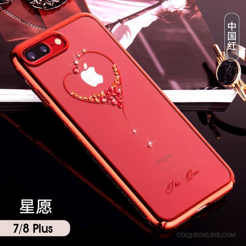 iPhone 8 Plus Incassable Luxe Marque De Tendance Coque De Téléphone Rouge Étui Tout Compris