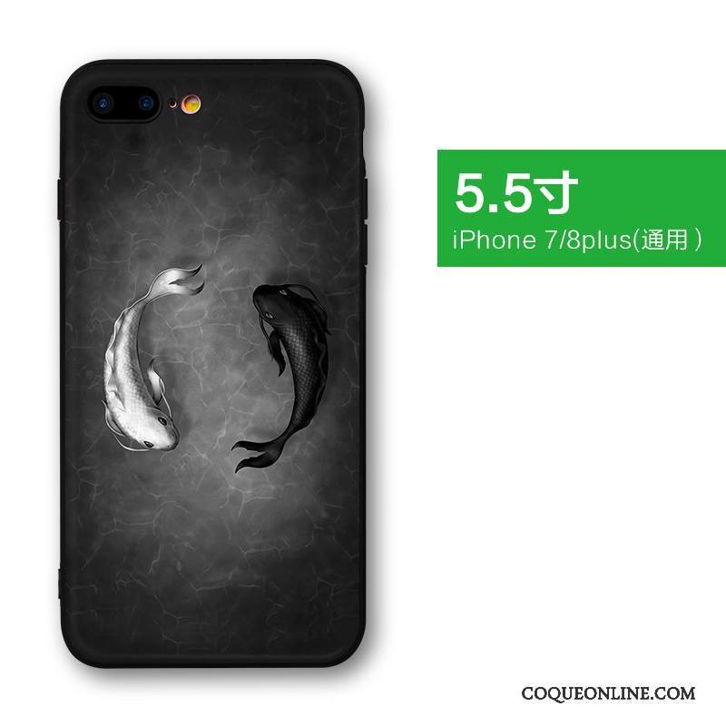 iPhone 8 Plus Incassable Noir Tendance Coque De Téléphone Tout Compris Créatif Très Mince
