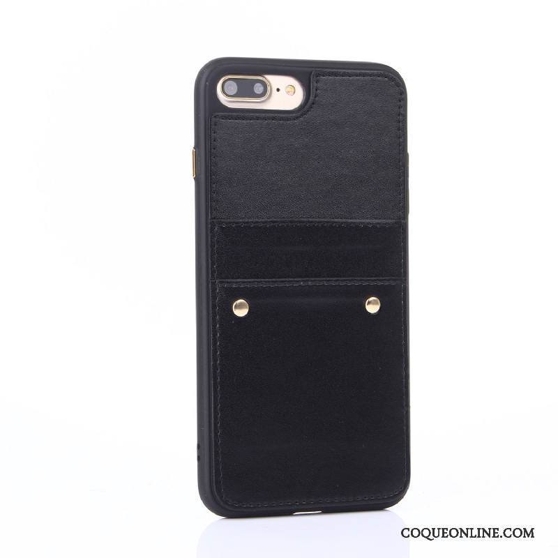 iPhone 8 Plus Incassable Tout Compris Fluide Doux Coque Étui En Cuir Noir De Téléphone