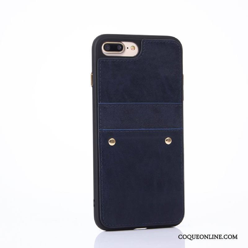 iPhone 8 Plus Incassable Tout Compris Fluide Doux Coque Étui En Cuir Noir De Téléphone