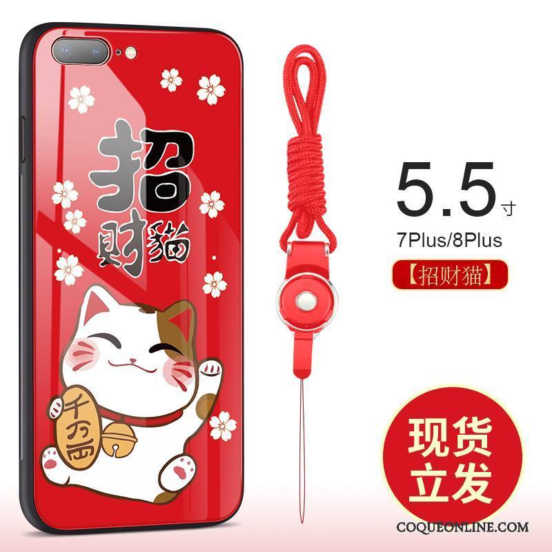 iPhone 8 Plus Nouveau Chiens Verre Rouge Coque De Téléphone Richesse Tout Compris