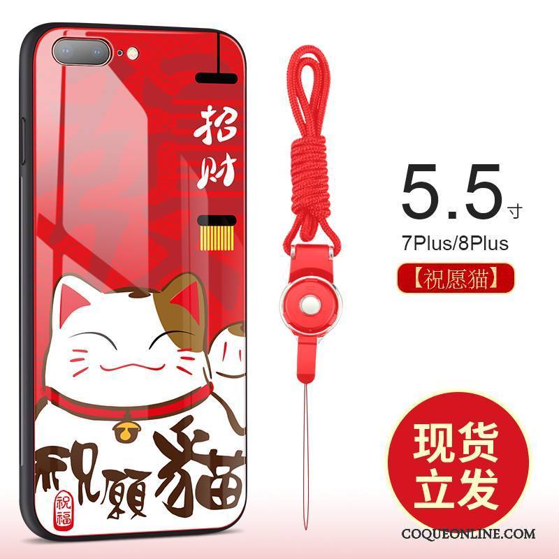 iPhone 8 Plus Nouveau Chiens Verre Rouge Coque De Téléphone Richesse Tout Compris