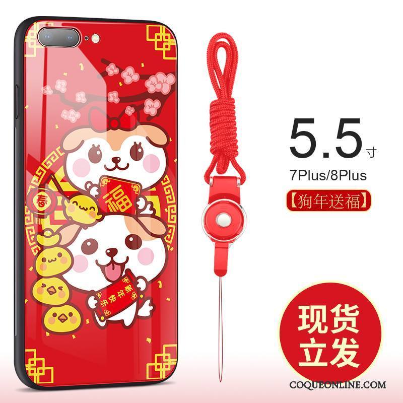 iPhone 8 Plus Nouveau Chiens Verre Rouge Coque De Téléphone Richesse Tout Compris