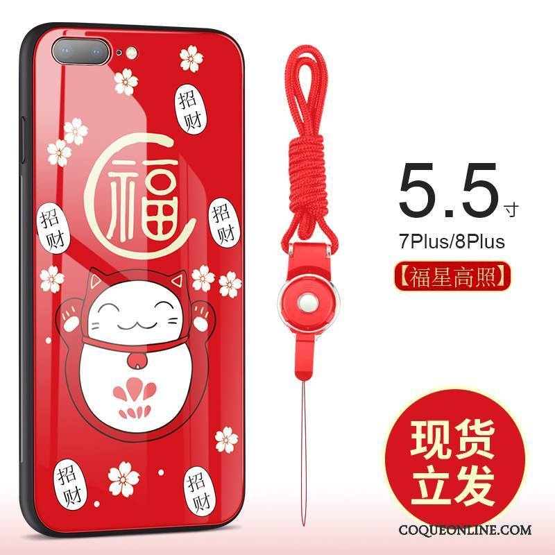 iPhone 8 Plus Nouveau Chiens Verre Rouge Coque De Téléphone Richesse Tout Compris