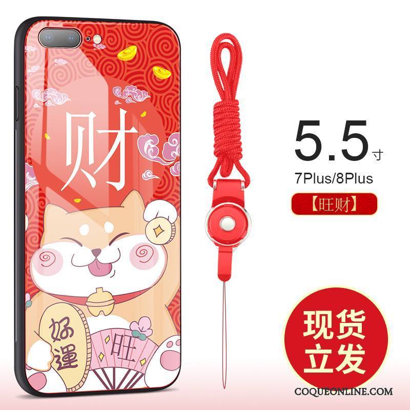 iPhone 8 Plus Nouveau Chiens Verre Rouge Coque De Téléphone Richesse Tout Compris