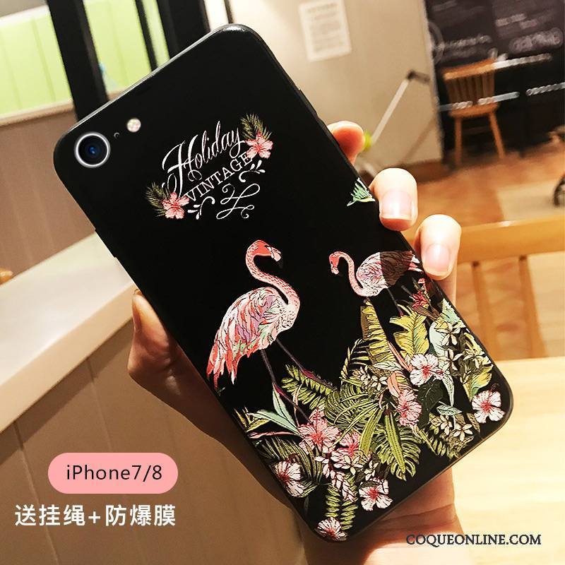 iPhone 8 Plus Oiseau Ornements Suspendus Élégant Coque De Téléphone Personnalité Gaufrage Tout Compris