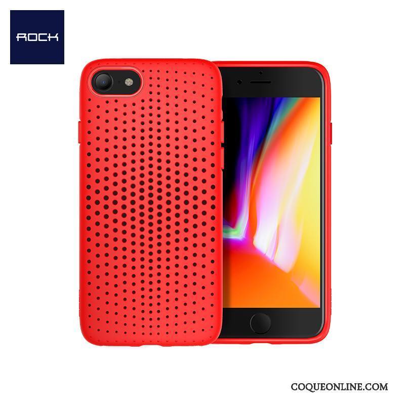 iPhone 8 Plus Refroidissement Respirant Silicone Rouge Coque De Téléphone Incassable Tout Compris