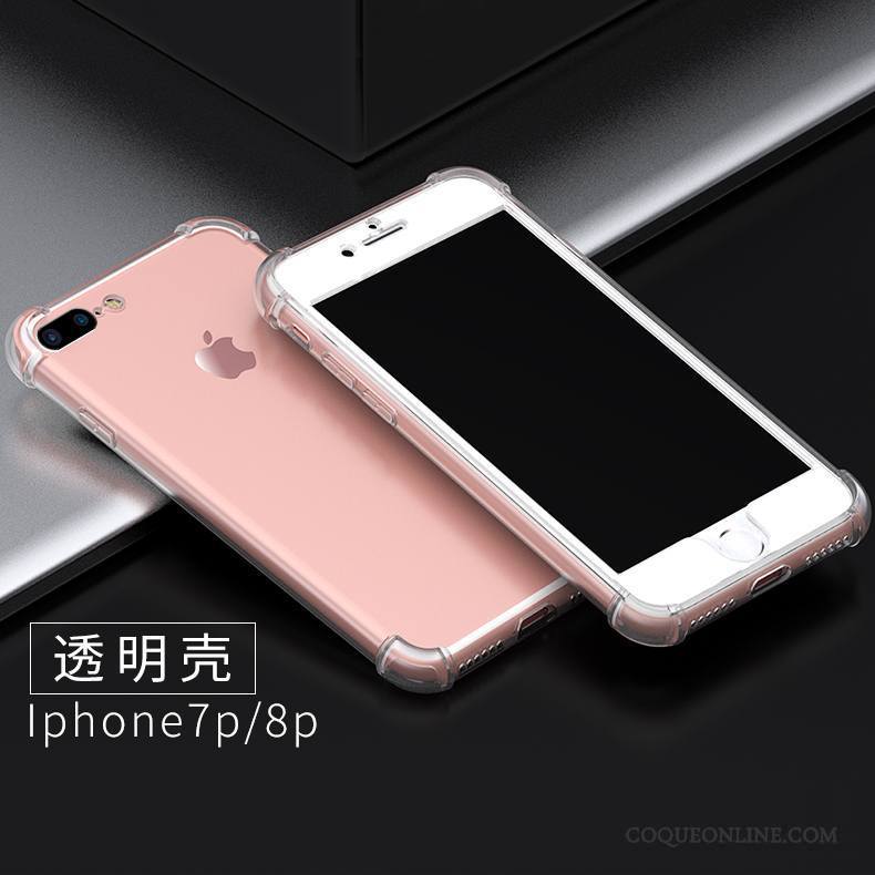 iPhone 8 Plus Rose Incassable Transparent Ballon Tout Compris Silicone Coque De Téléphone