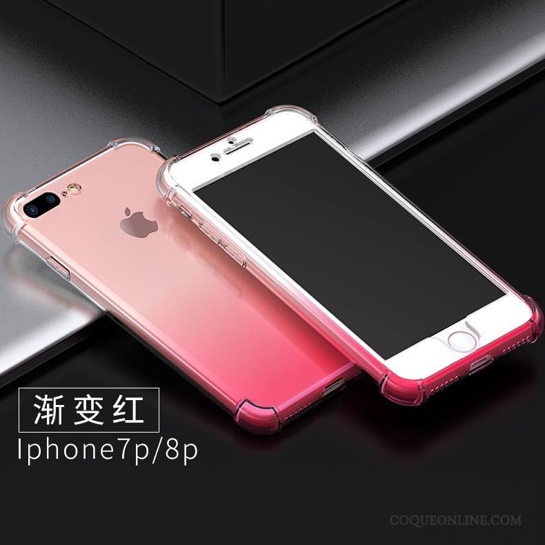 iPhone 8 Plus Rose Incassable Transparent Ballon Tout Compris Silicone Coque De Téléphone