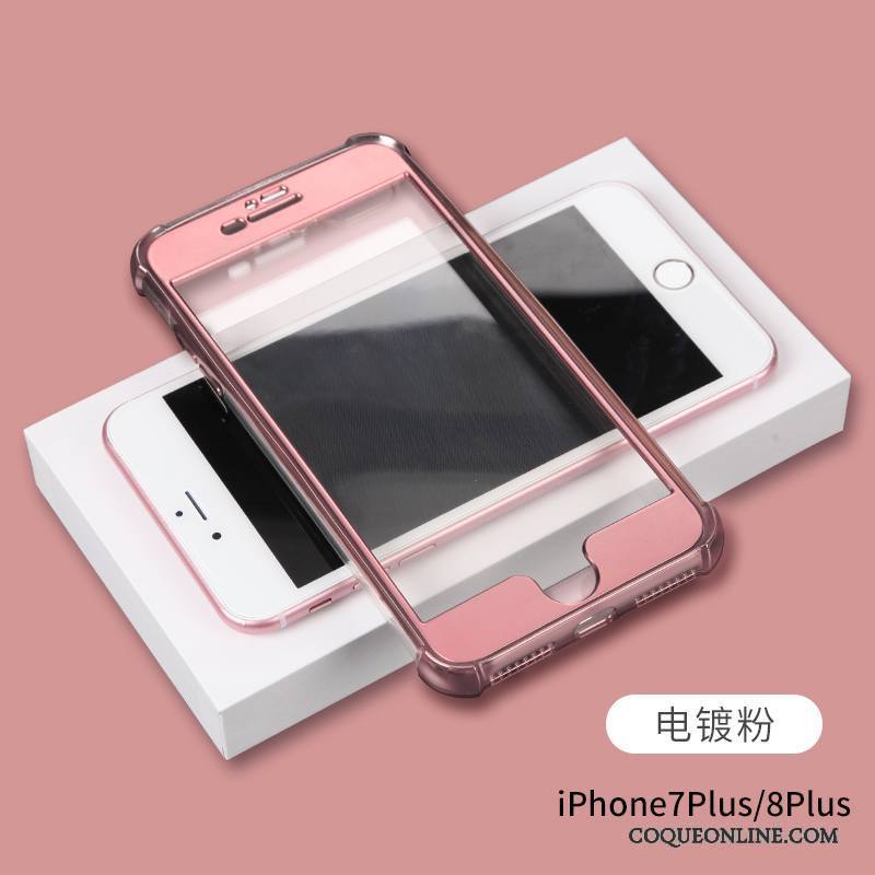 iPhone 8 Plus Rose Incassable Transparent Ballon Tout Compris Silicone Coque De Téléphone