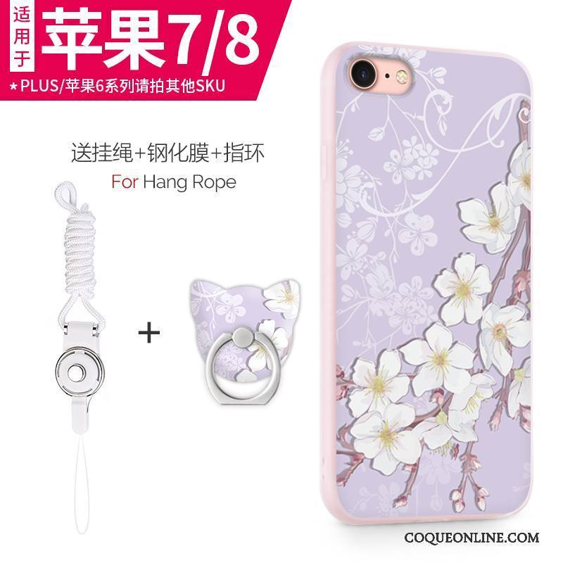 iPhone 8 Plus Silicone Richesse Coque De Téléphone Fluide Doux Ornements Suspendus Incassable Chat