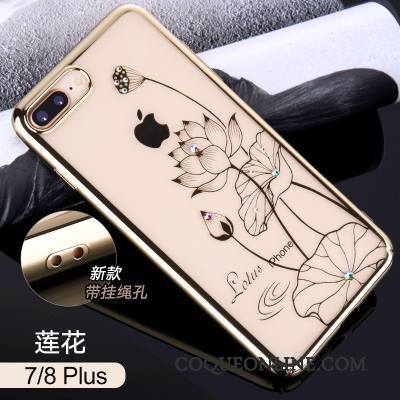 iPhone 8 Plus Strass Créatif Nouveau Légère Or Rose Coque De Téléphone Transparent