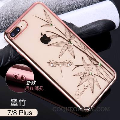 iPhone 8 Plus Strass Créatif Nouveau Légère Or Rose Coque De Téléphone Transparent