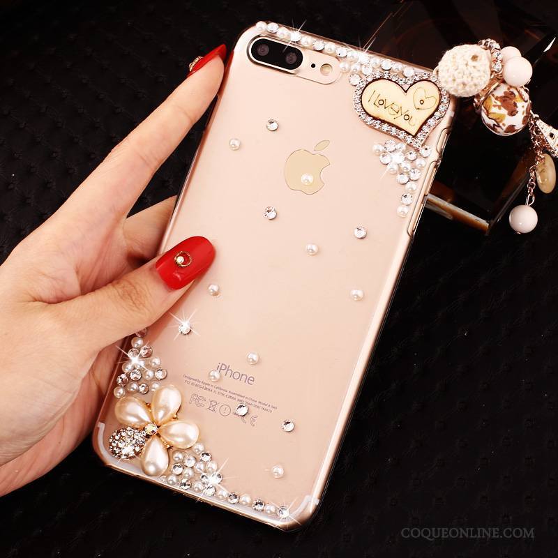 iPhone 8 Plus Strass Protection Coque Étui Incruster Strass De Téléphone Rose