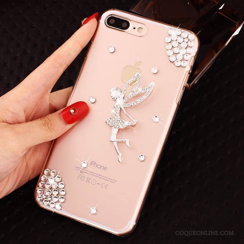 iPhone 8 Plus Strass Protection Coque Étui Incruster Strass De Téléphone Rose