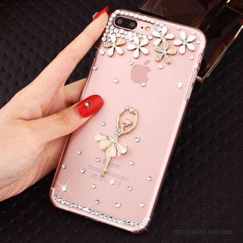 iPhone 8 Plus Strass Protection Coque Étui Incruster Strass De Téléphone Rose