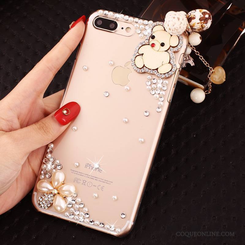 iPhone 8 Plus Strass Protection Coque Étui Incruster Strass De Téléphone Rose