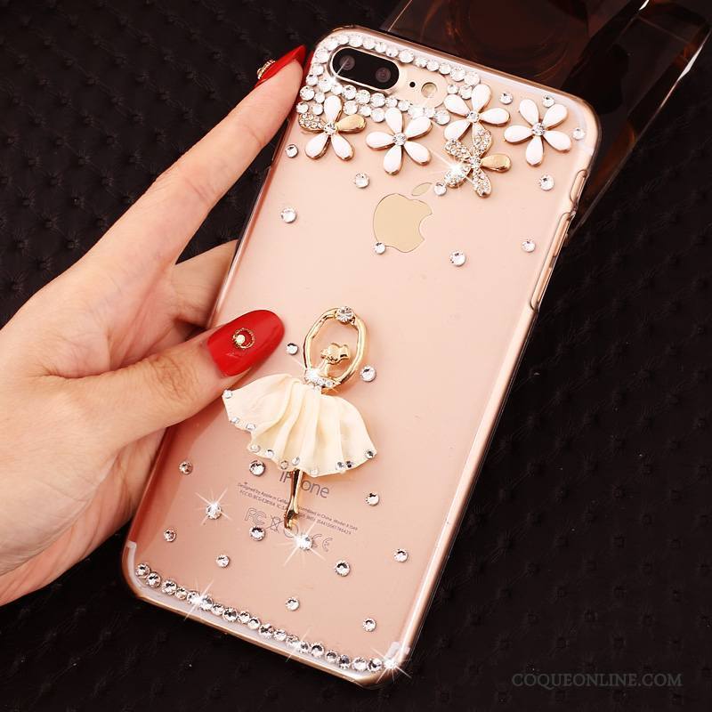 iPhone 8 Plus Strass Protection Coque Étui Incruster Strass De Téléphone Rose