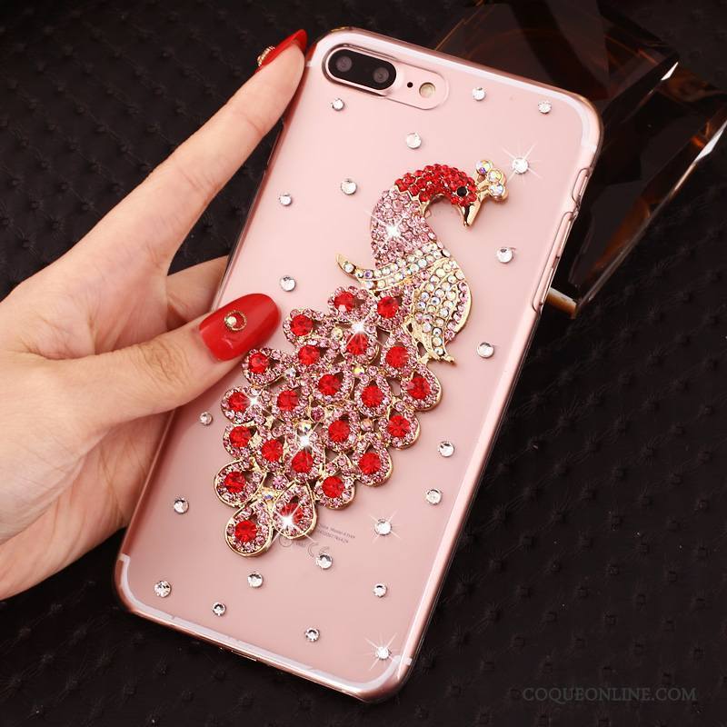 iPhone 8 Plus Strass Protection Coque Étui Incruster Strass De Téléphone Rose