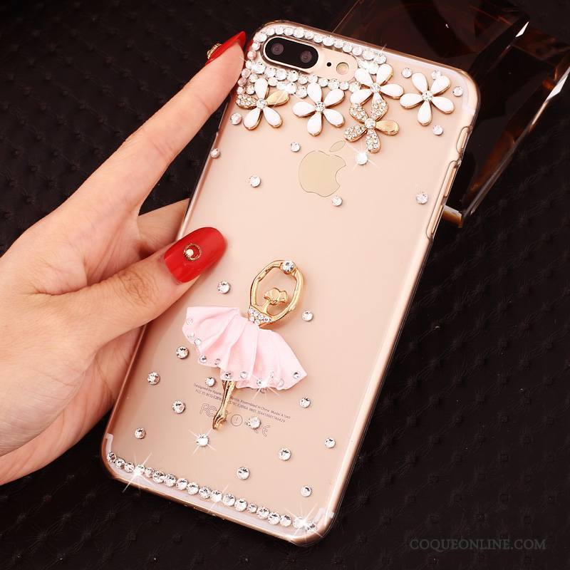 iPhone 8 Plus Strass Protection Coque Étui Incruster Strass De Téléphone Rose