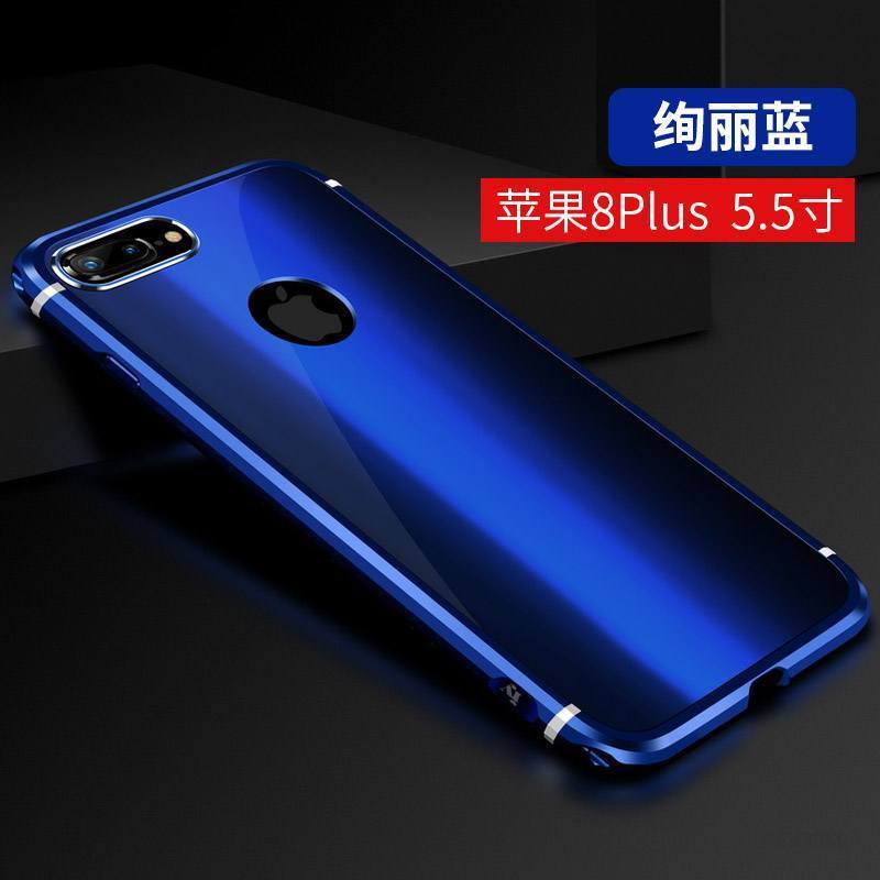 iPhone 8 Plus Tendance Incassable Métal Bleu Luxe Étui Coque De Téléphone