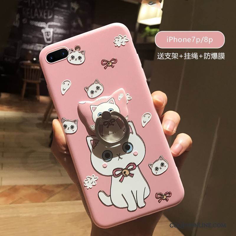 iPhone 8 Plus Tout Compris Bleu Dessin Animé Amoureux Charmant Gaufrage Coque De Téléphone