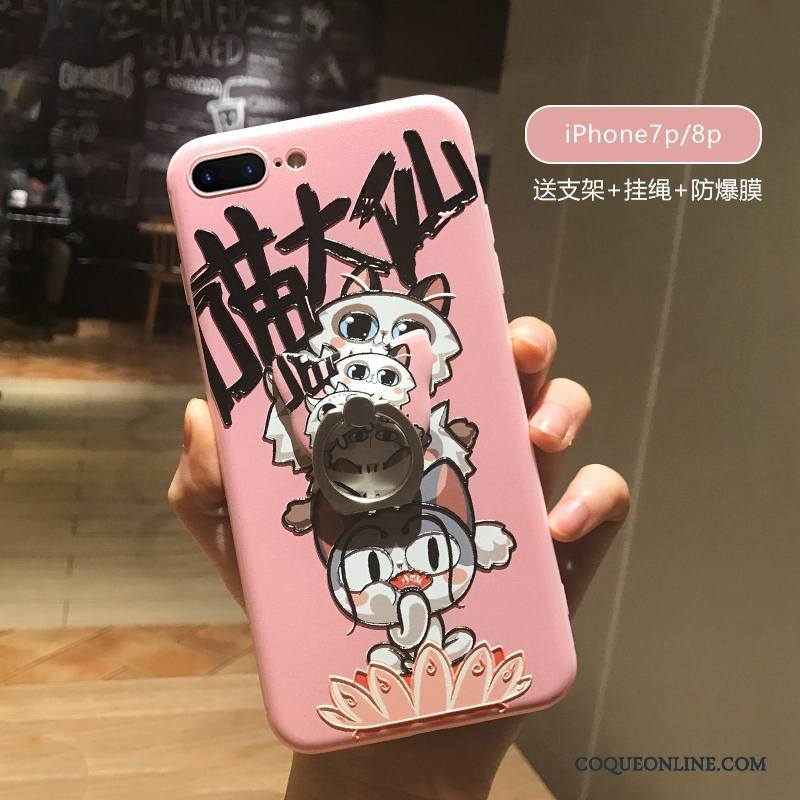 iPhone 8 Plus Tout Compris Bleu Dessin Animé Amoureux Charmant Gaufrage Coque De Téléphone