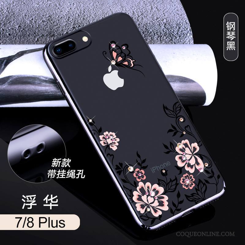 iPhone 8 Plus Tout Compris Coque De Téléphone Bleu Transparent Strass Tendance Nouveau