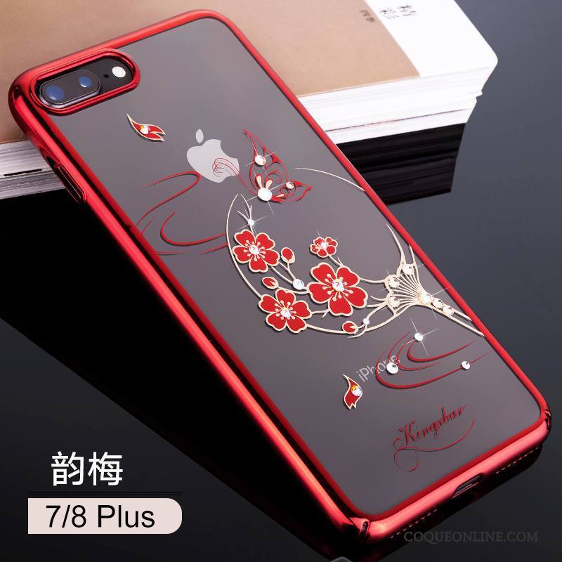 iPhone 8 Plus Tout Compris Coque De Téléphone Bleu Transparent Strass Tendance Nouveau